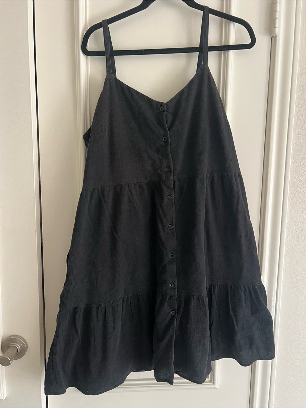 GAP Black Button-Front Tiered Sundress